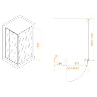 Душевой уголок RGW PA-078 (RGW PA-008 + Z-050-2) 350807891-11 90x110см хром